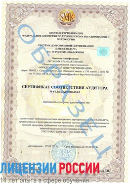 Образец сертификата соответствия аудитора №ST.RU.EXP.00006174-3 Кропоткин Сертификат ISO 22000
